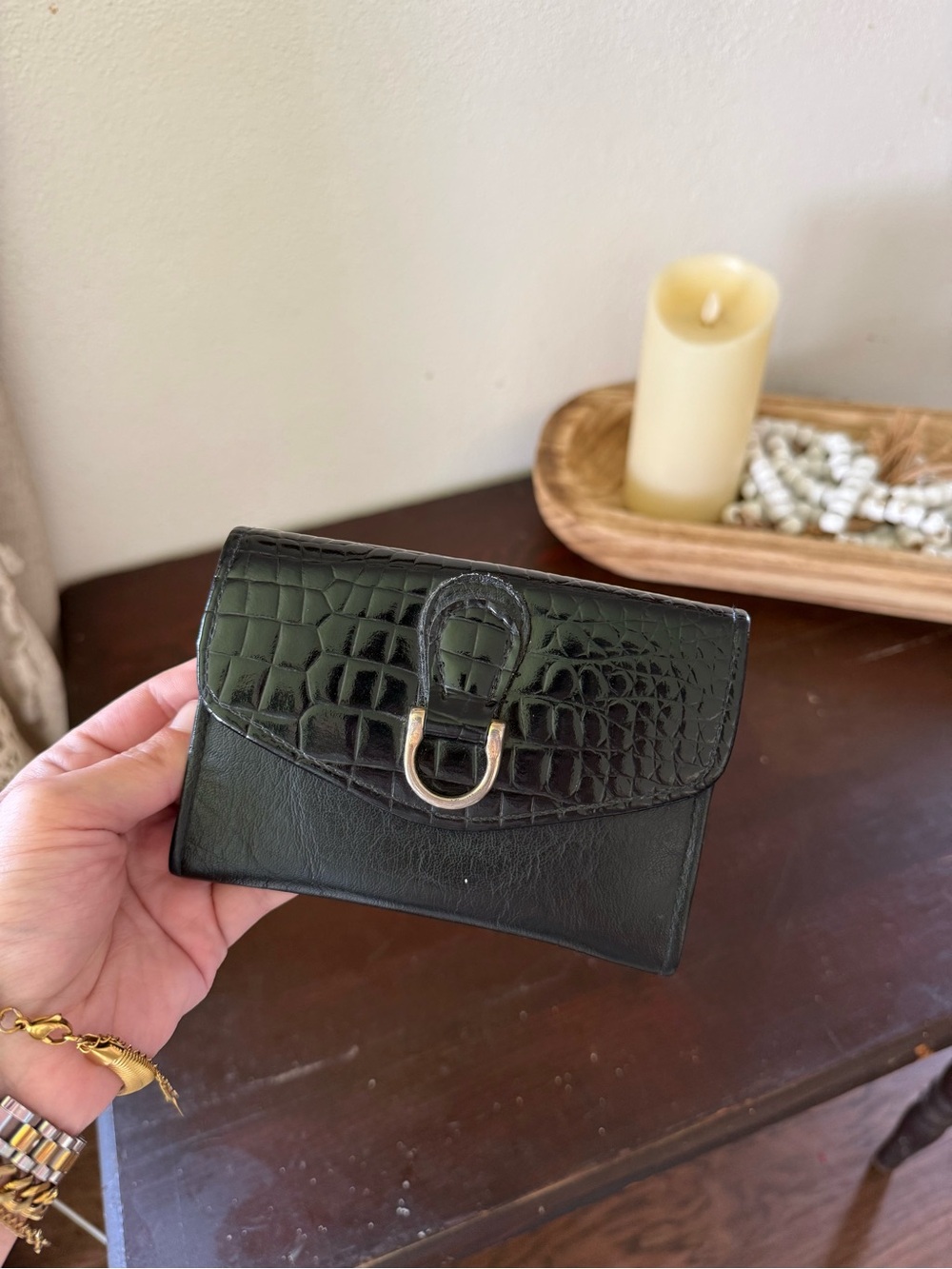 Vintage Black Leather Wallet / Roger Gimbel Accessories